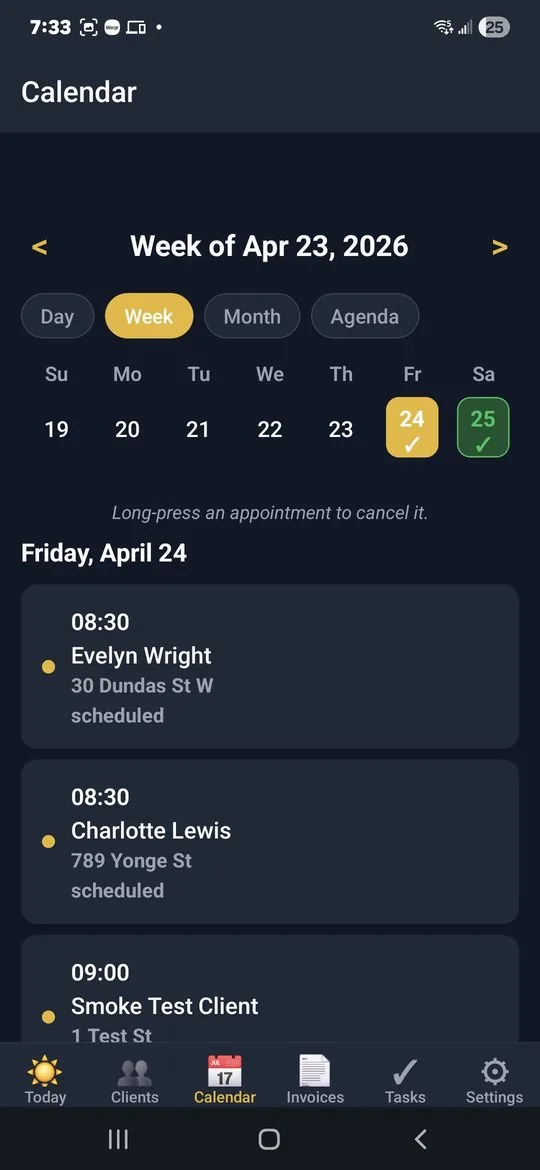 Calendar Month view with completed and scheduled days